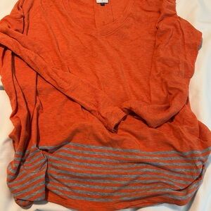 CAbi Orange and Gray Long Sleeve Top